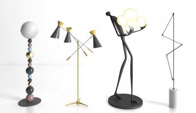 现代落地灯3D模型下载